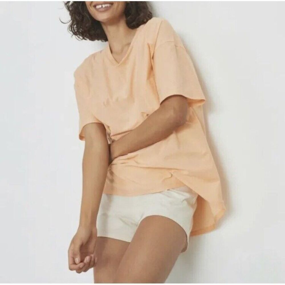 NEW Lunya Cool Cotton Every Body Oversized Pocket Tee T-Shirt‎ Peach Sz M